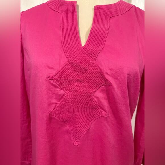 Tory Burch Pink Cotton Long Sleeve Safo Dress Size 8 - Picture 12 of 16